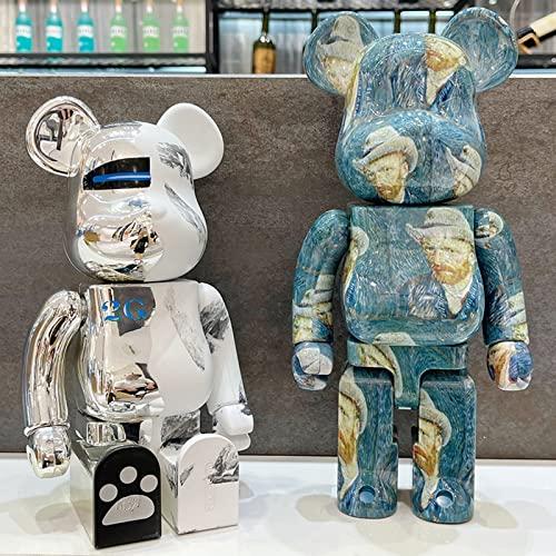 MITMI Bearbrick 400% Violent Bear Building Blocks Bear Two-Color Stitching Figurine Model手作りコレクタブルトイギフトファッションオーナメント彫刻 Bear MITMI Bearbrick 400% Violent Building Blocks Two Color Stitching Figurine 11インチ