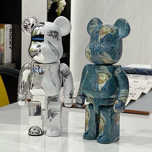 MITMI Bearbrick 400% Violent Bear Building Blocks Bear Two-Color Stitching Figurine Model手作りコレクタブルトイギフトファッションオーナメント彫刻 Bear MITMI Bearbrick 400% Violent Building Blocks Two Color Stitching Figurine 11インチ