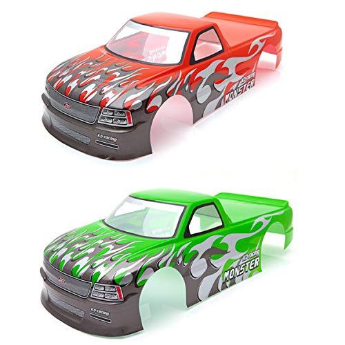 1/10 RCカー用Trjgtas 2個-10 PVC塗装ボディシェルトラック幅205mmホイールベース255 mm-グリーン&レッド 1/10 RCカー用Trjgtas 2個 PVC塗装ボディシェルトラック幅205mmホイールベース255 mm グリーン&レッド