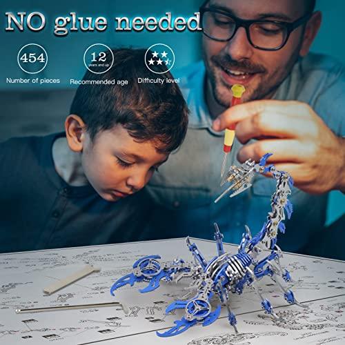 Metalkitor Scorpion三次元メタルパズルキット大人のティーン向け-454個-組み立てまで-4時間-贈り物や装飾に最適 (青) Metalkitor Scorpion三次元メタルパズルキット大人のティーン向け 454個 組み立てまで 4時間 贈り物や装飾に最適 青