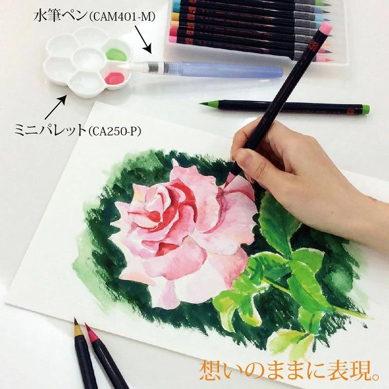 あかしや 筆ペン 水彩毛筆「彩」艶のある5色セット : 書道用品の栗成