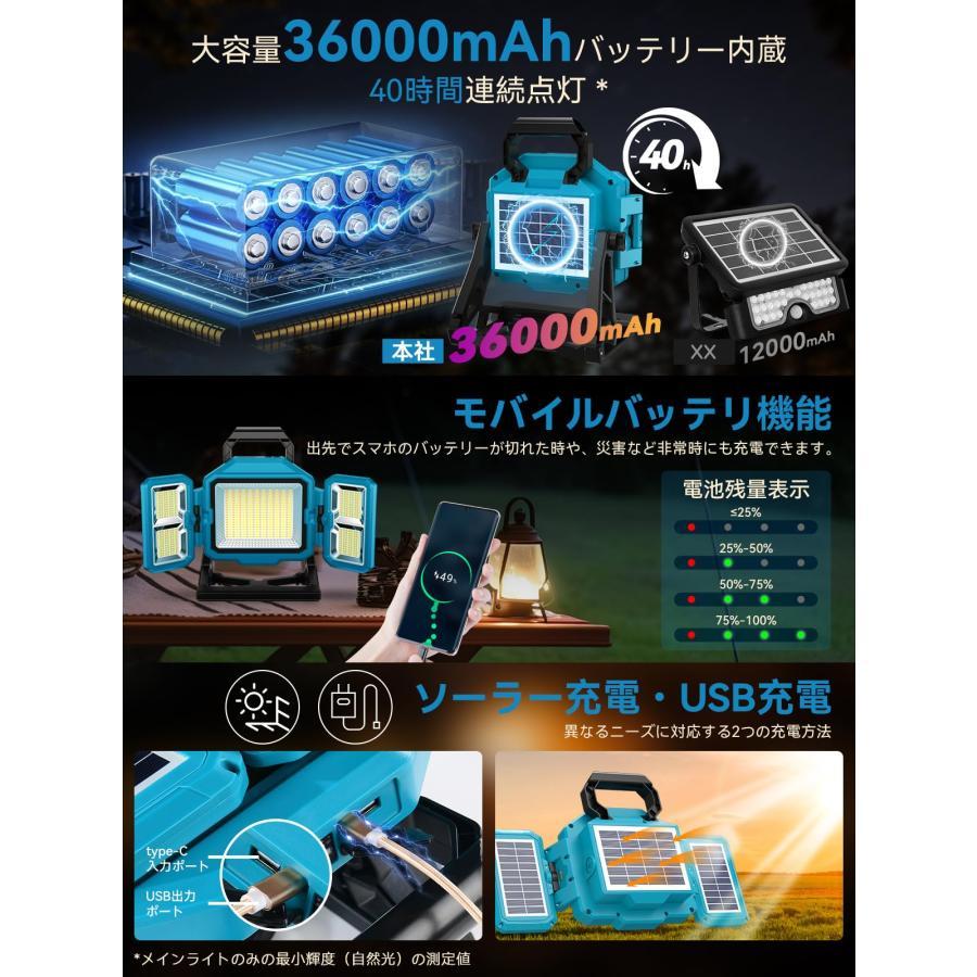 防災対策】投光器 LED ソーラー充電 USB充電 作業灯 3面発光 500W