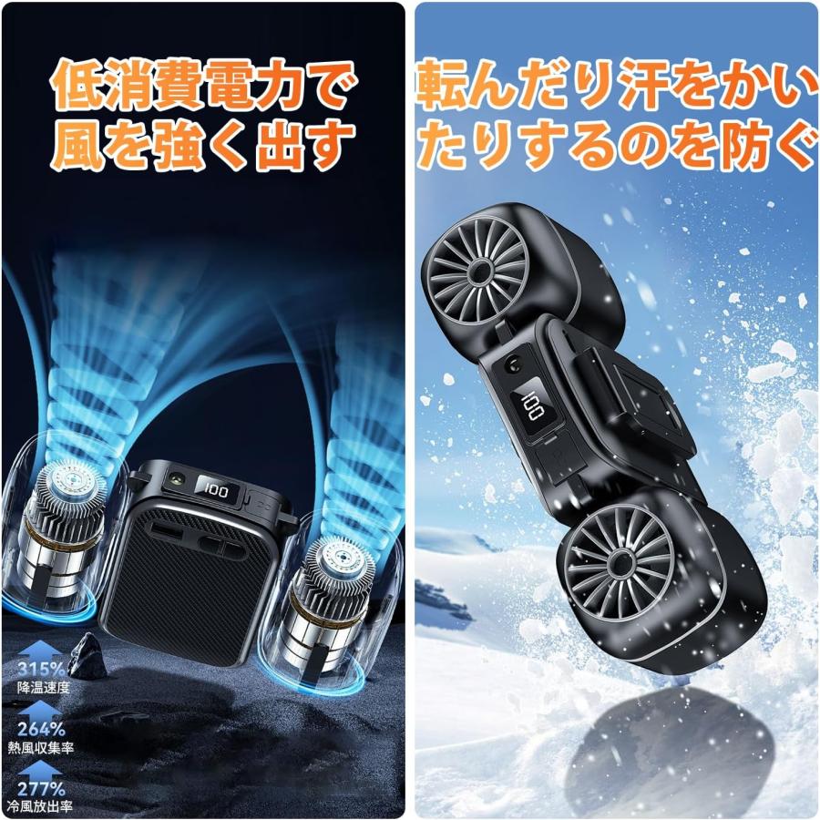 体感直下16℃&持久力20時間」腰掛け扇風機 10000mAh大容量 ダブルファン