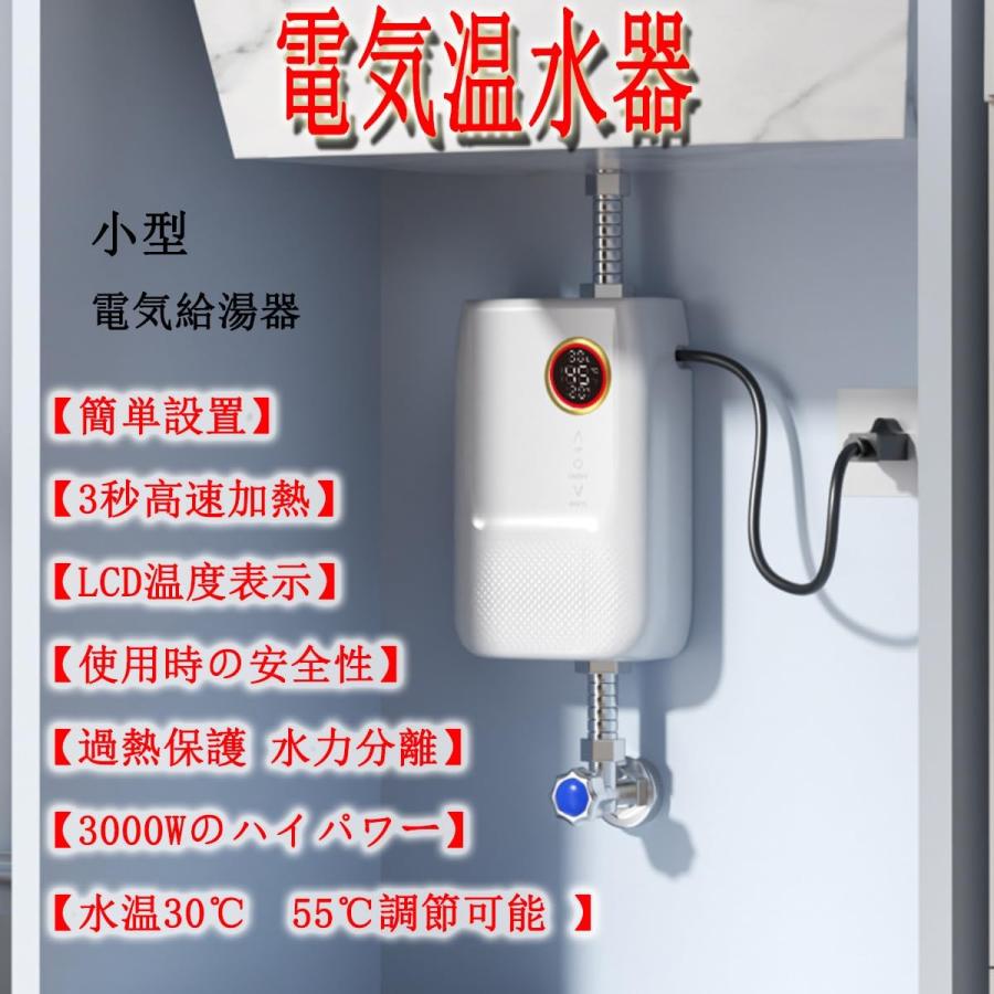 電気給湯器 ポータブルミニ小型電気温水器 リモコン付き 3000W電気温水