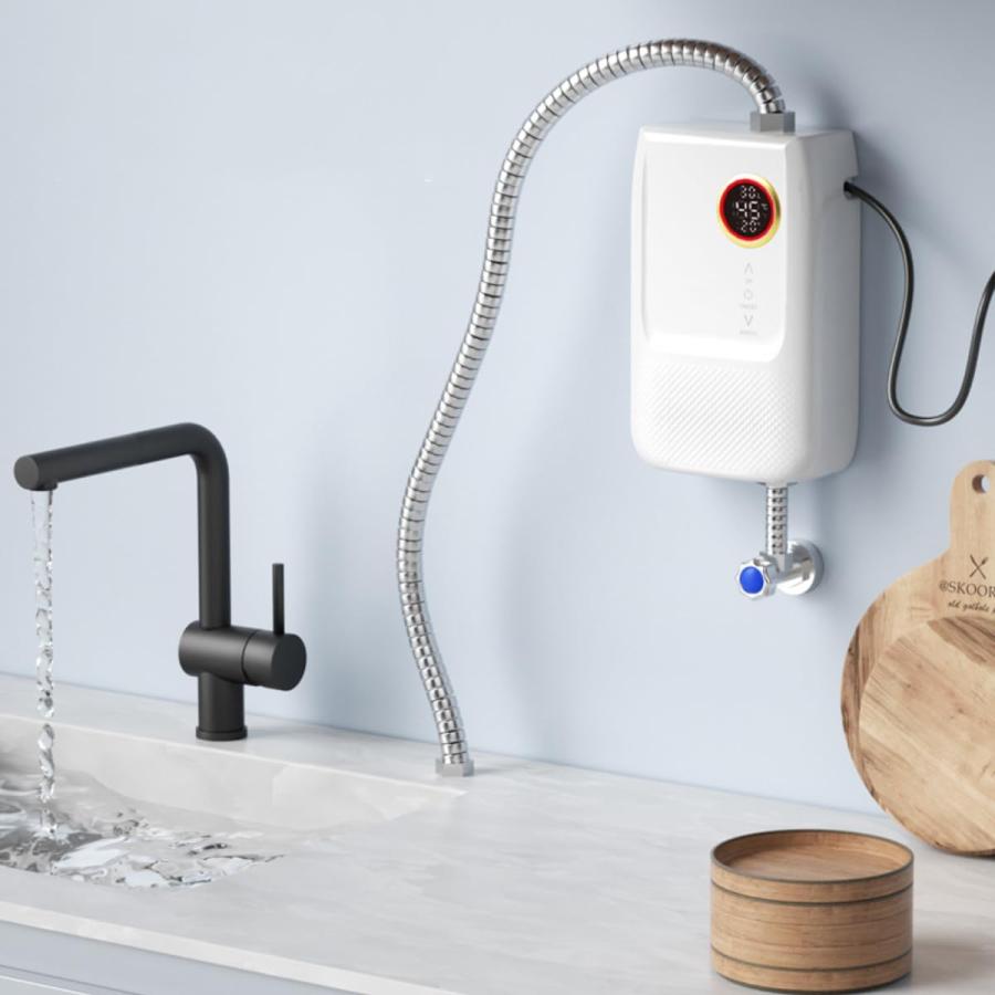 電気給湯器 ポータブルミニ小型電気温水器 リモコン付き 3000W電気温水