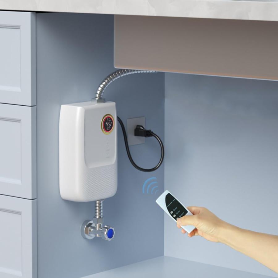 電気給湯器 ポータブルミニ小型電気温水器 リモコン付き 3000W電気温水
