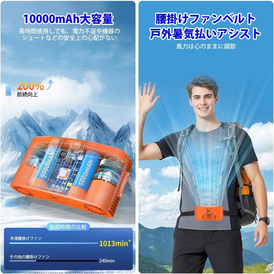 冷却プレート＆ベルト付き」冷感扇風機 100段階調節 腰掛け扇風機