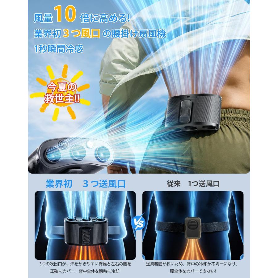 腰掛け扇風機 超強風 2026新登場・業界唯一３つ送風口ベルトファン 4WAY 腰掛け扇風機 超強風 【2026新登場・業界唯一3つ送風口】 ベルト