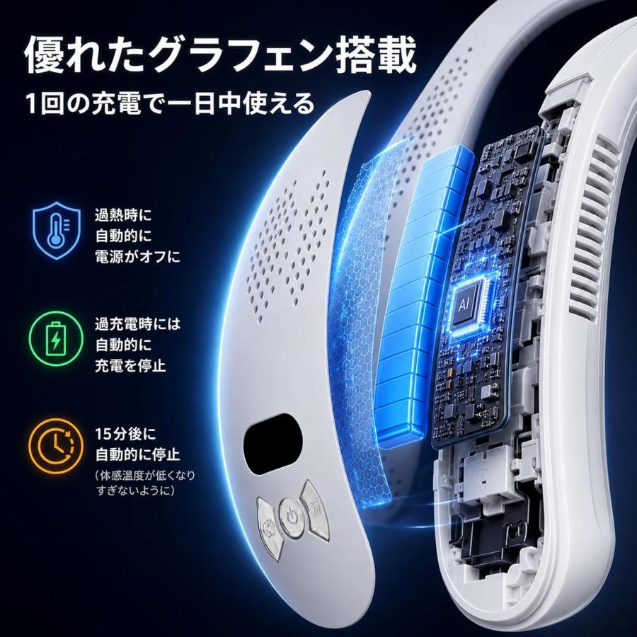 2026新型 ネッククーラー 8m/s強力な風速 ネックファン 首掛け扇風機