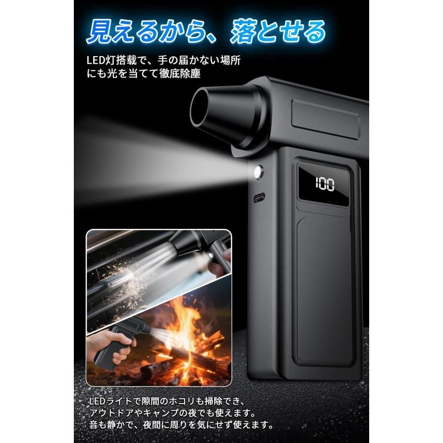 秒速でホコリ一掃】エアダスター 電動ブロワー 78m/s超強風・130,000