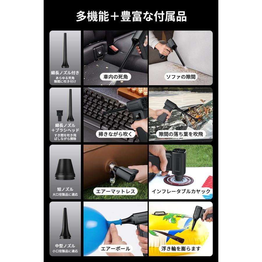 秒速でホコリ一掃】エアダスター 電動ブロワー 78m/s超強風・130,000