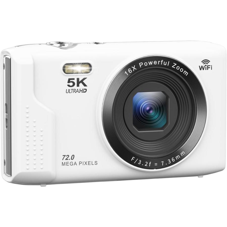 デジタルカメラ 5K デジカメ WIFI転送機能 7200万画素 16倍