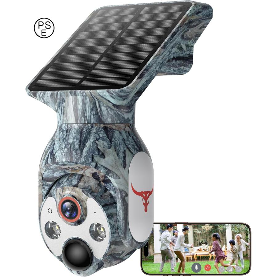 2K 防犯カメラ 屋外 ソーラー 高効率ソーラー充電 監視カメラ 一体型