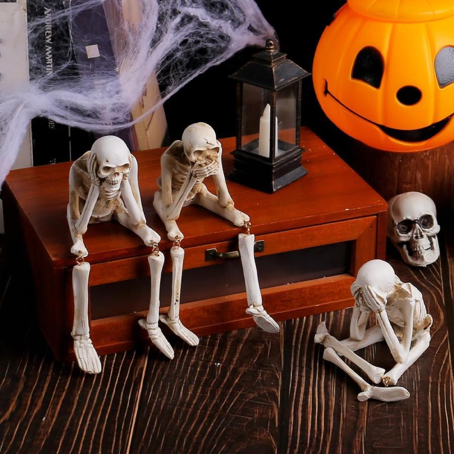 スカル 置物 見ざる 聞かざる 言わざる ガイコツ ハロウィン飾り 樹脂