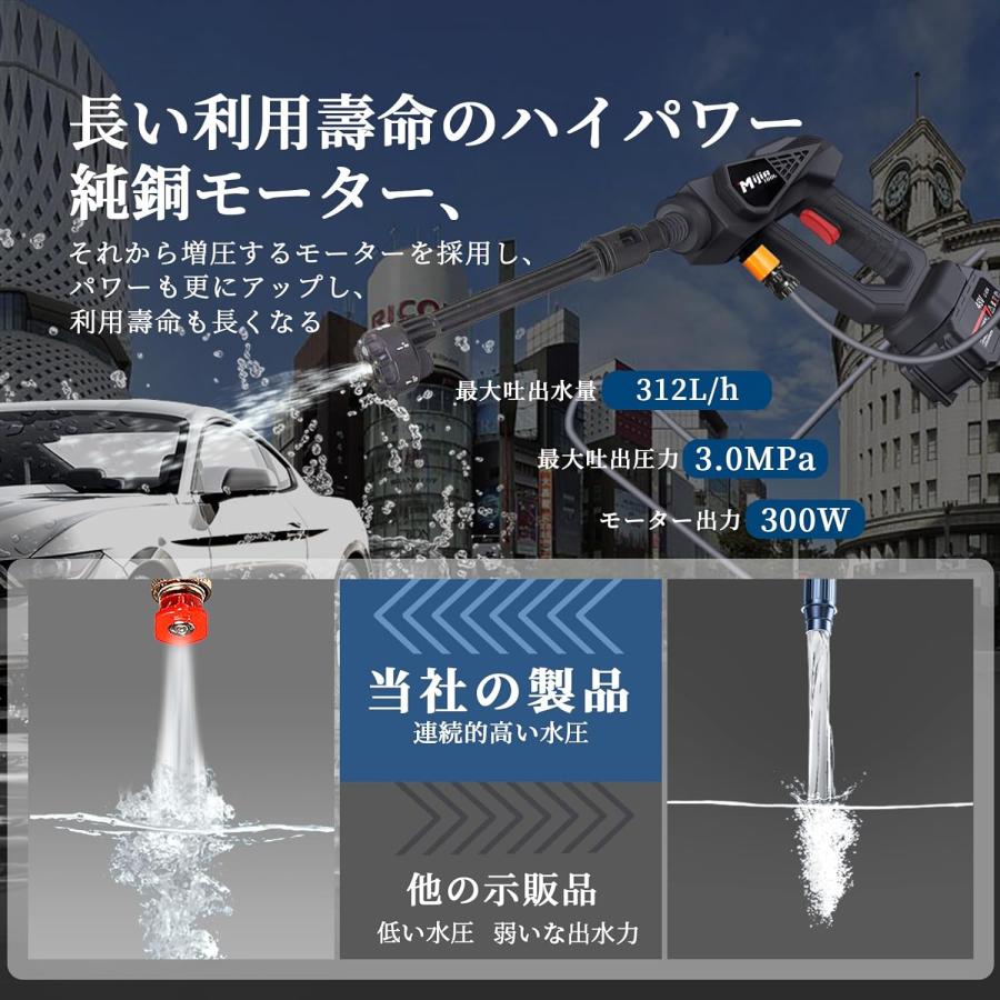 新登場6種類噴射モード】高圧洗浄機 コードレス 充電式 水圧洗浄