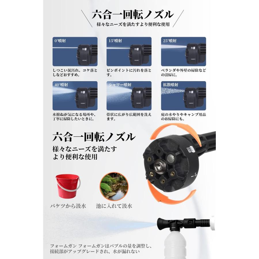 新登場6種類噴射モード】高圧洗浄機 コードレス 充電式 水圧洗浄