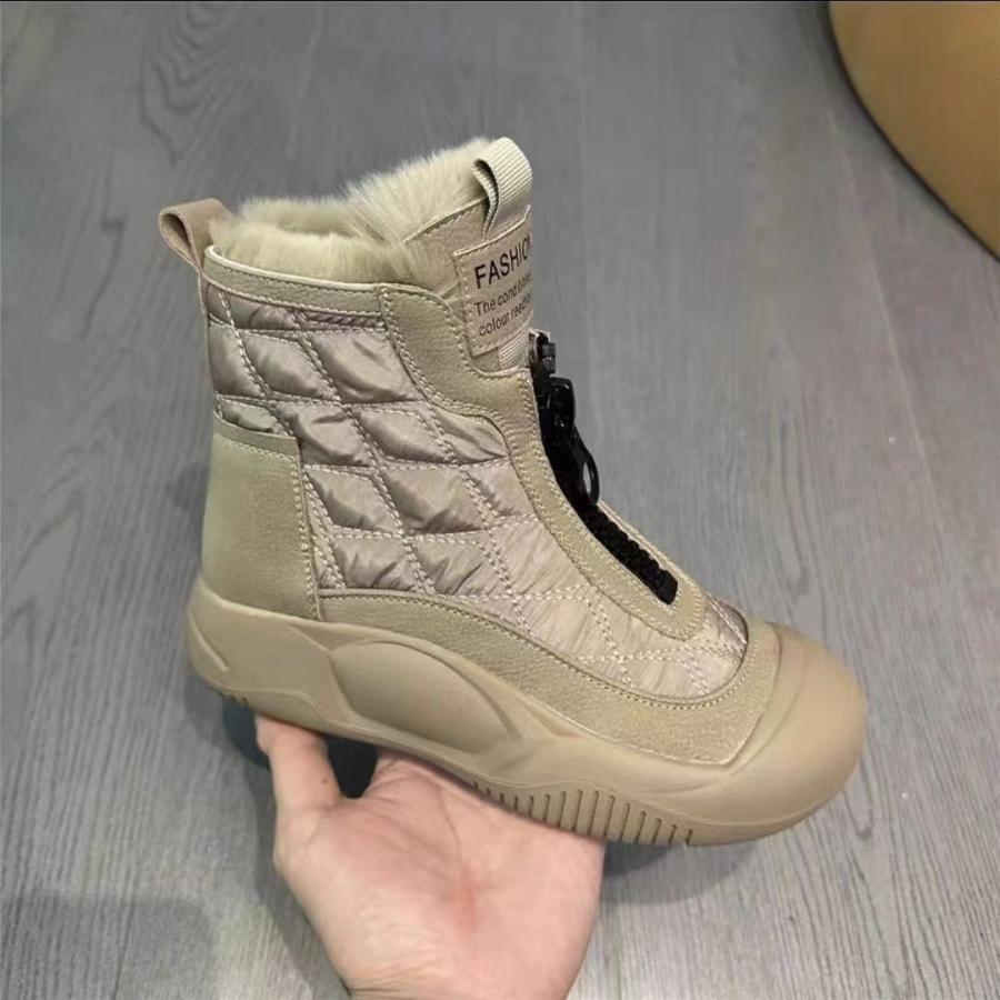キルティングスノーブーツ ムートンブーツ レディース牛革滑り止め防寒