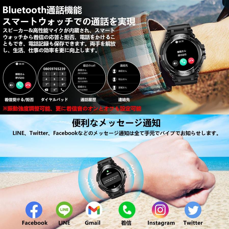 2026年新登場 スマートウォッチ 1.52インチ高精細大画面 軍用規格
