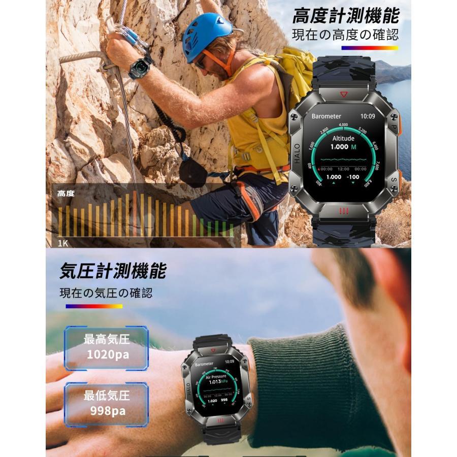 スマートウォッチ Bluetooth通話機能付き 2.0インチ大画面 スポーツウォッチ 650mAh 軍用規格 耐衝撃 多機能 smart watch IP67防水 iPhone Android 対応 |  | 07