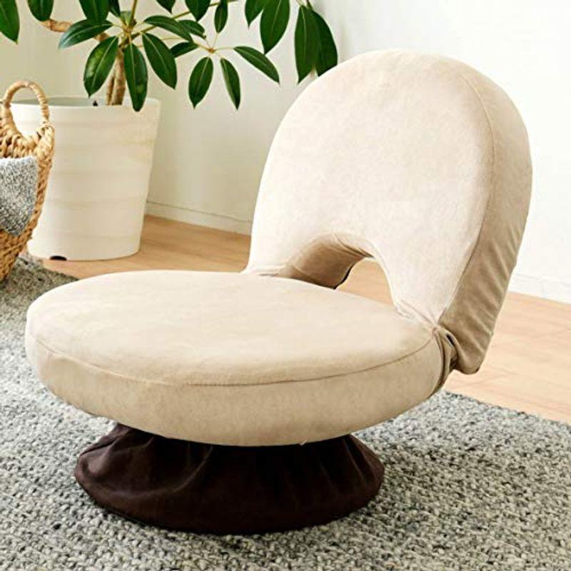 山善 回転 座椅子 折りたたみ コンパクト (幅48cm) あぐら座椅子 ふわふわ 持ち運びやすい 360度回転 サンドベージュ 完成品 W 2022050408253400992