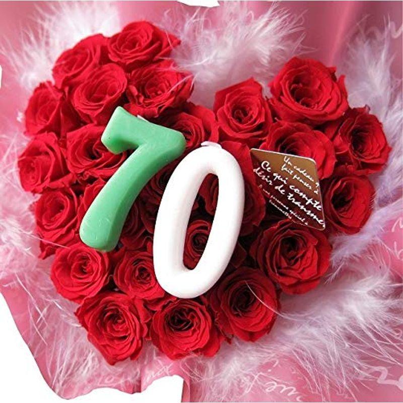 古希お祝い 数字70入り ハート 花束風 ご希望数字入り プリザーブドフラワー 赤ハート クリアーケース入り Skinprofessional Rs