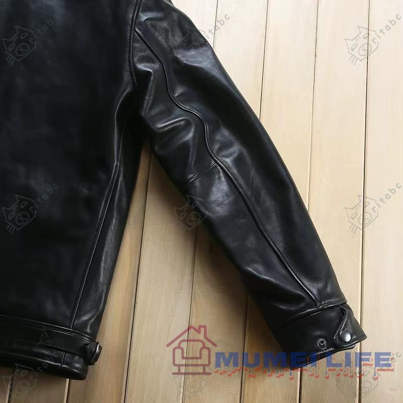 【新品】黒芯ホースハイド シングルレザージャケット 2XL 特売！超人気☆1.4mm 黒芯ホースハイド 30's トラッカースタイル