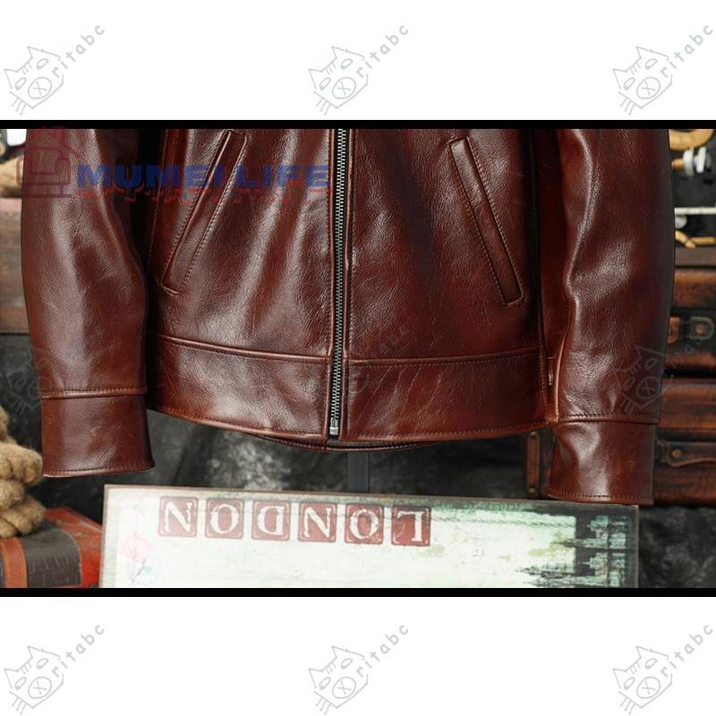 ARMOND THIERY ビンテージ オイルレザー 短丈 レザージャケット シンプルでおしゃれなメンズの本革オイルレザーライダースジャケット