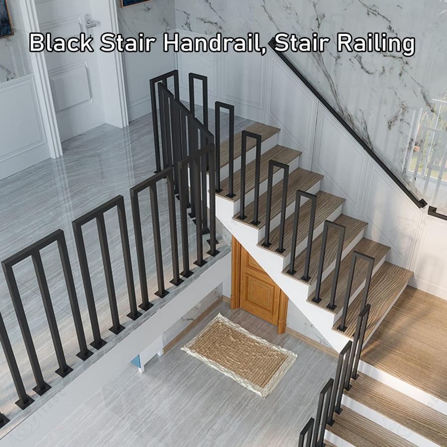 手すり ブラックメタルアイアン階段手すり子、35-95cmの高さの