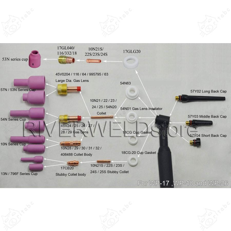 Saldatura TIG Protettori Termici ELCAN Per - 5 Pezzi 54N01, Per Torce WP 17, 18 E 26 54n01 Saldatura Tig - Foto 2