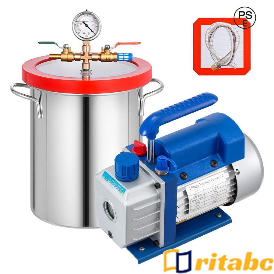 機械設備 真空チャンバー1.8-5ガロン+冷媒真空ポンプ1.8-4CFM