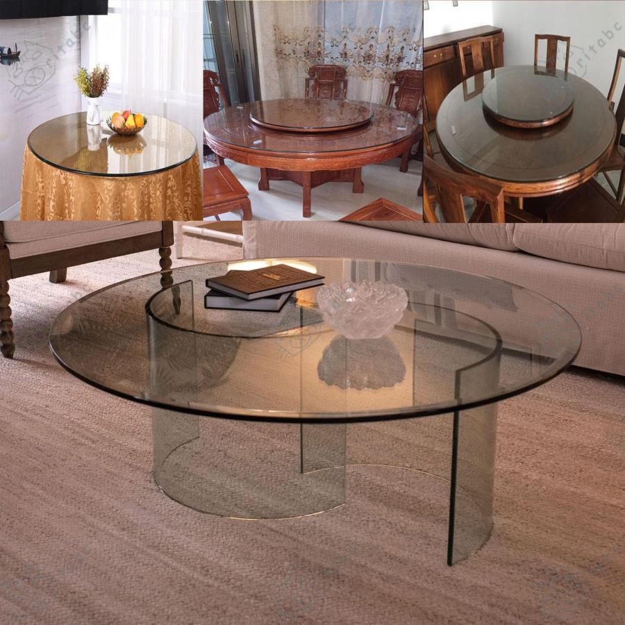 ラウンド強化ガラスダイニングテーブル - 40/50/60/70/80cm