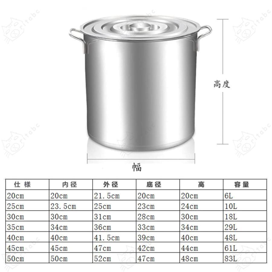 寸胴鍋 業務用鍋 蓋付き大容量寸胴鍋 業務用寸胴鍋 ステンレス製 IH寸胴鍋 両手鍋 クッキングヒーター 電磁調理器 ガスコンロ保存容器 給食缶 洗いやすい (20cm)｜ritabc｜02