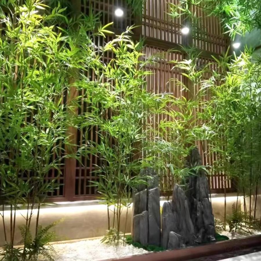 天然竹使用　竹垣　間仕切り　パーテーション 竹垣 仕切り 屋内外兼用 緑葉 人工観葉植物 笹竹 フェンス