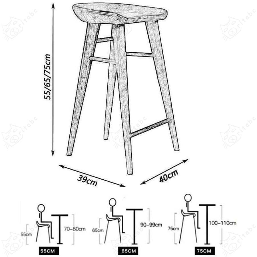 木製スツール バーチェア ハイチェア，55cm 65cm 75cmスツール 人間工学に基づいたデザイン キッチン ブレックファースト スツール バー カウンター ベアリング｜ritabc｜07