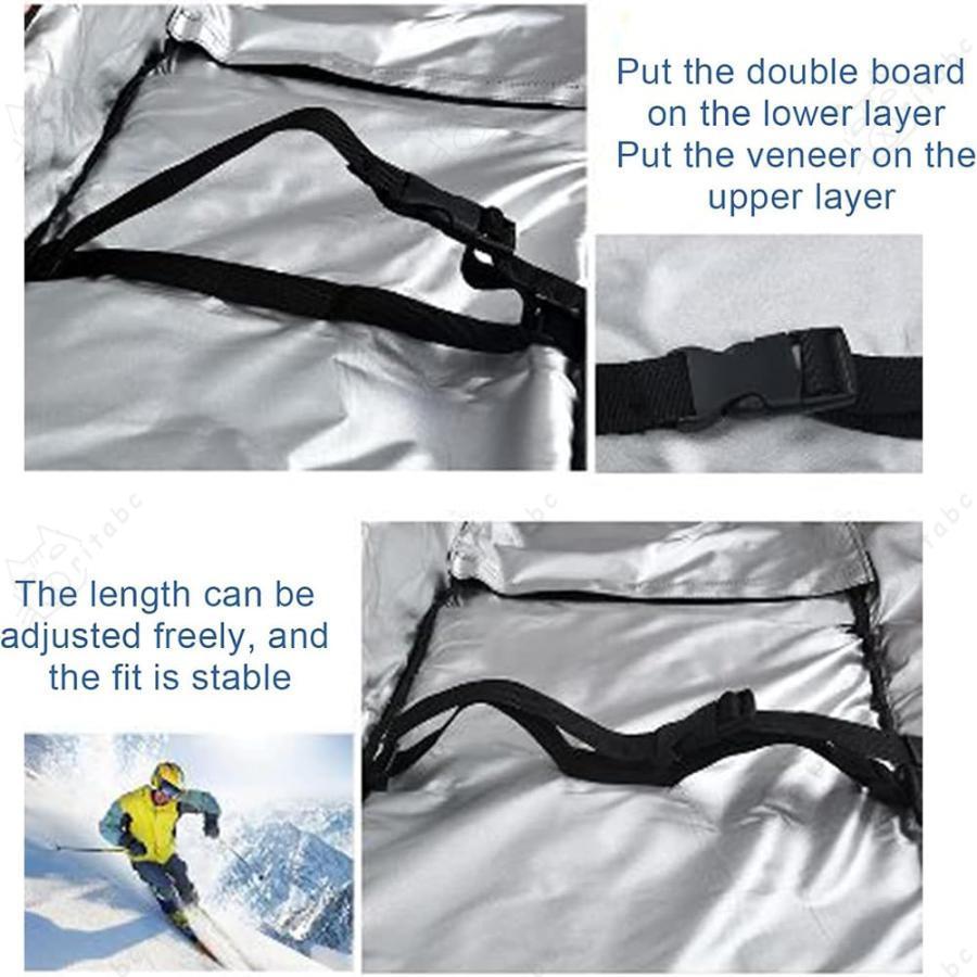 パッド入りスノーボードバッグ、飛行機旅行ロードトリップ用ホイール付きスキーバッグ、シングルスキーまたはスキー2セットに適合するローリングダブルスキーバ｜ritabc｜04