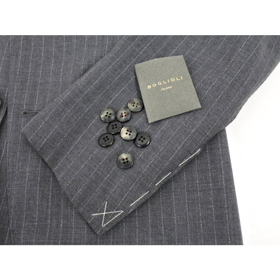 新春SALE！ ボリオリ BOGLIOLI ウール ストライプ 3つボタンスーツ グレー×ホワイト 46 【NAN6589435437】(23760円)