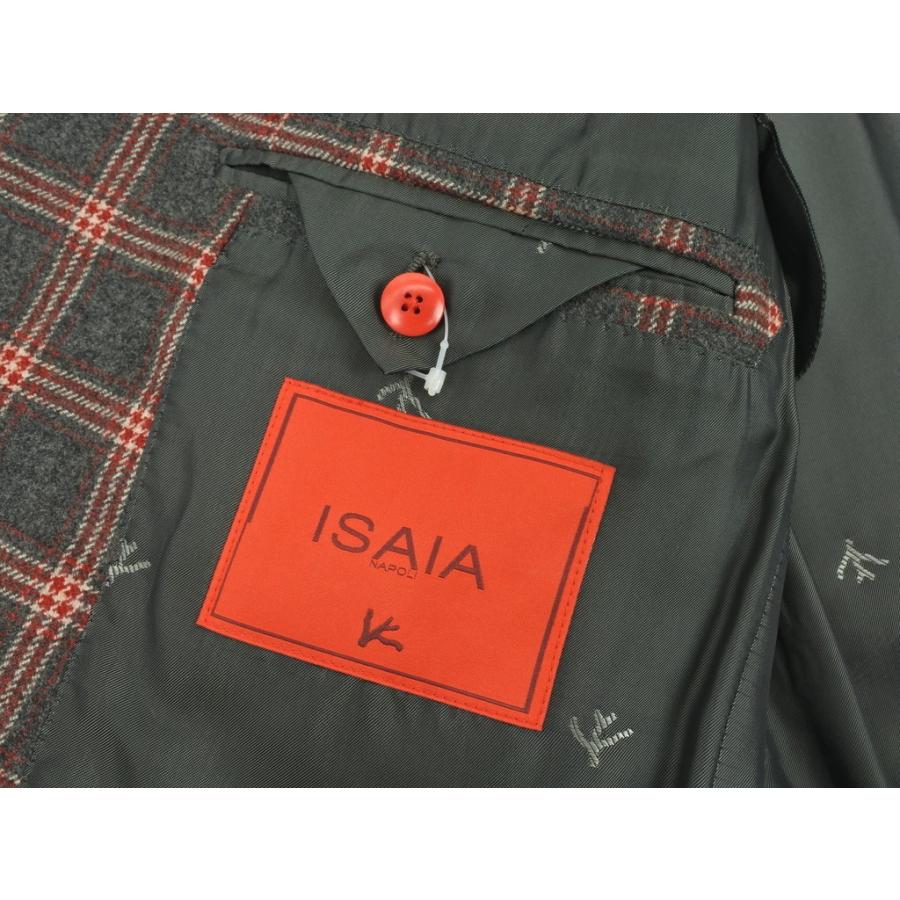 イザイア ISAIA GREGORY ウールカシミア テーラードジャケット ダークグレー×レッド×ホワイト 50 8R｜ritagliolibro｜05