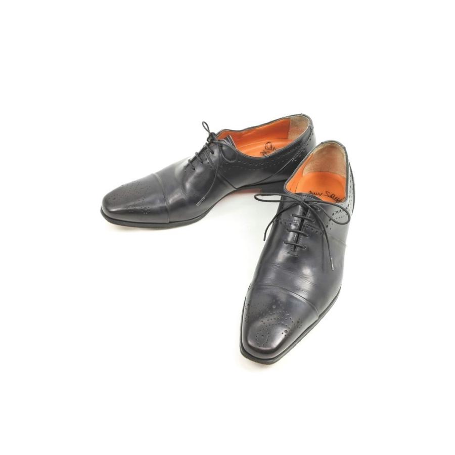 サントーニ Santoni クォーターブローグ ドレスシューズ ブラックネイビー 5 1/2｜ritagliolibro｜02