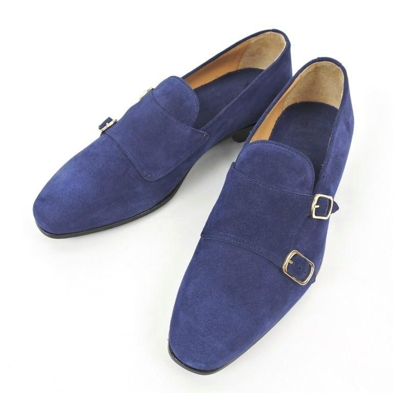 ディメッラ DI MELLA スエード ダブルモンク ドレスシューズ ダーク