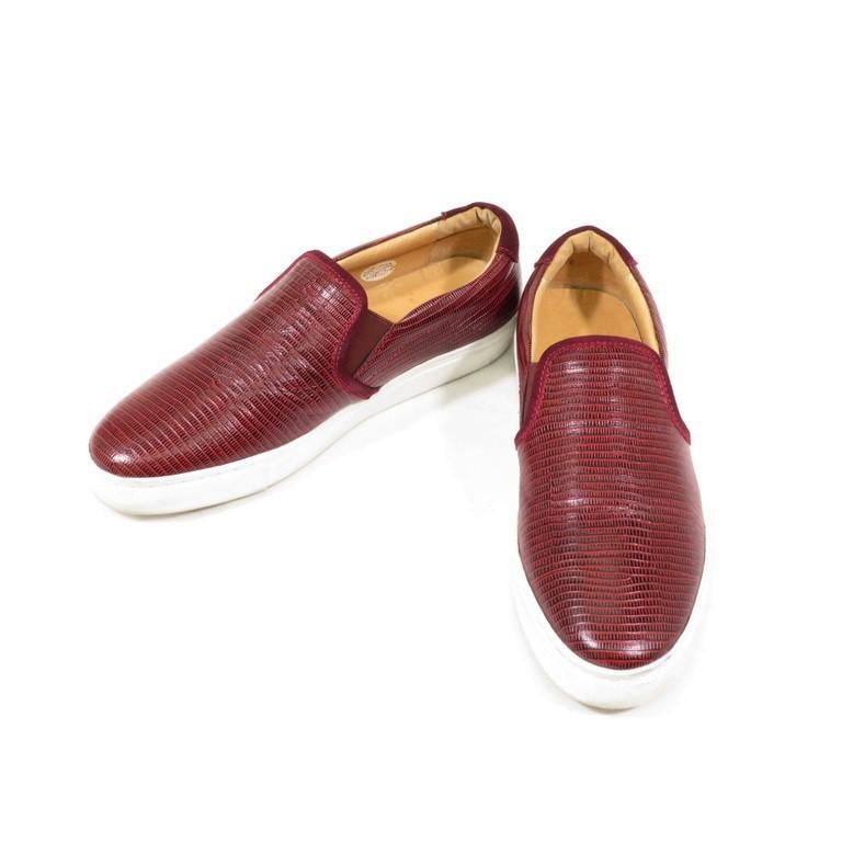 サンタルチア Santa Lucia 型押しレザー スニーカー ダークレッド 39 1 リタリオリブロ ヤフーショップ 通販 Yahoo ショッピング