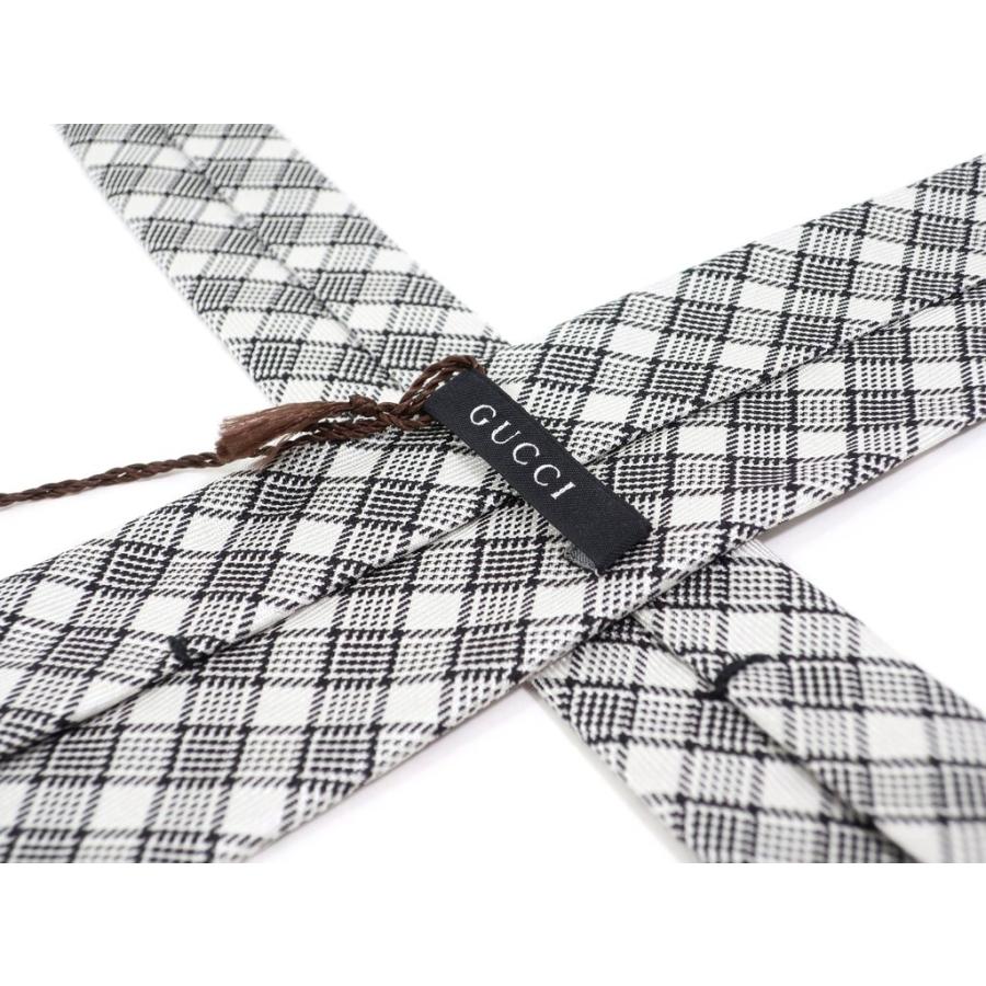 グッチ Gucci チェック柄 シルク 3つ折り ネクタイ ホワイト ブラック 1 リタリオリブロ ヤフーショップ 通販 Yahoo ショッピング