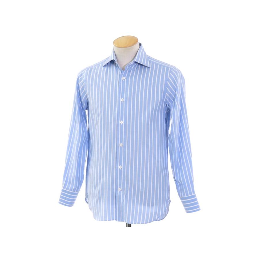 ビームスエフ Beams F ストライプ柄 コットン ワイドカラー ドレスシャツ ライトブルー ホワイト 37 1 リタリオリブロ ヤフーショップ 通販 Yahoo ショッピング
