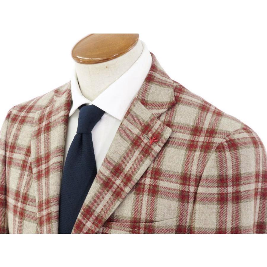 最大の割引 即日発送可 1万円以上送料無料 イザイア 48 ベージュ レッド ブラウン 3つボタンテーラードジャケット ウール チェック柄 Isaia ジャケット Tanganyikaoutdoorsafari Com