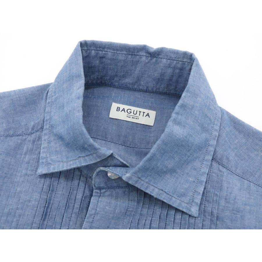 バグッタ Bagutta コットンリネン ブザムシャツ ブルー XS  
