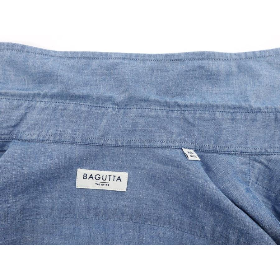 バグッタ Bagutta コットンリネン ブザムシャツ ブルー XS  