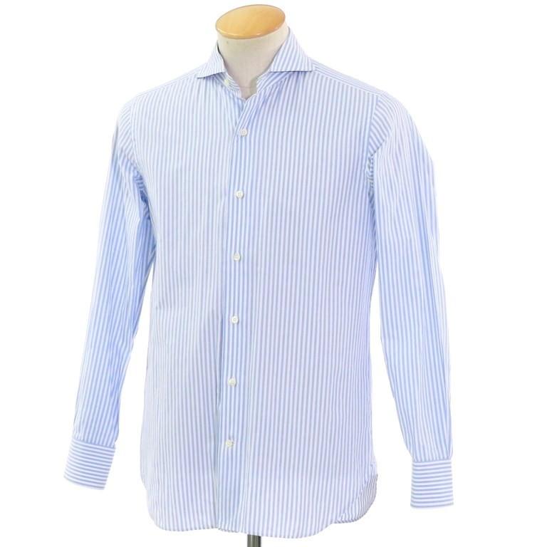 ビームスエフ Beams F ストライプ柄 コットン ホリゾンタルカラー ドレスシャツ ブルー ホワイト 37 1 リタリオリブロ ヤフーショップ 通販 Yahoo ショッピング