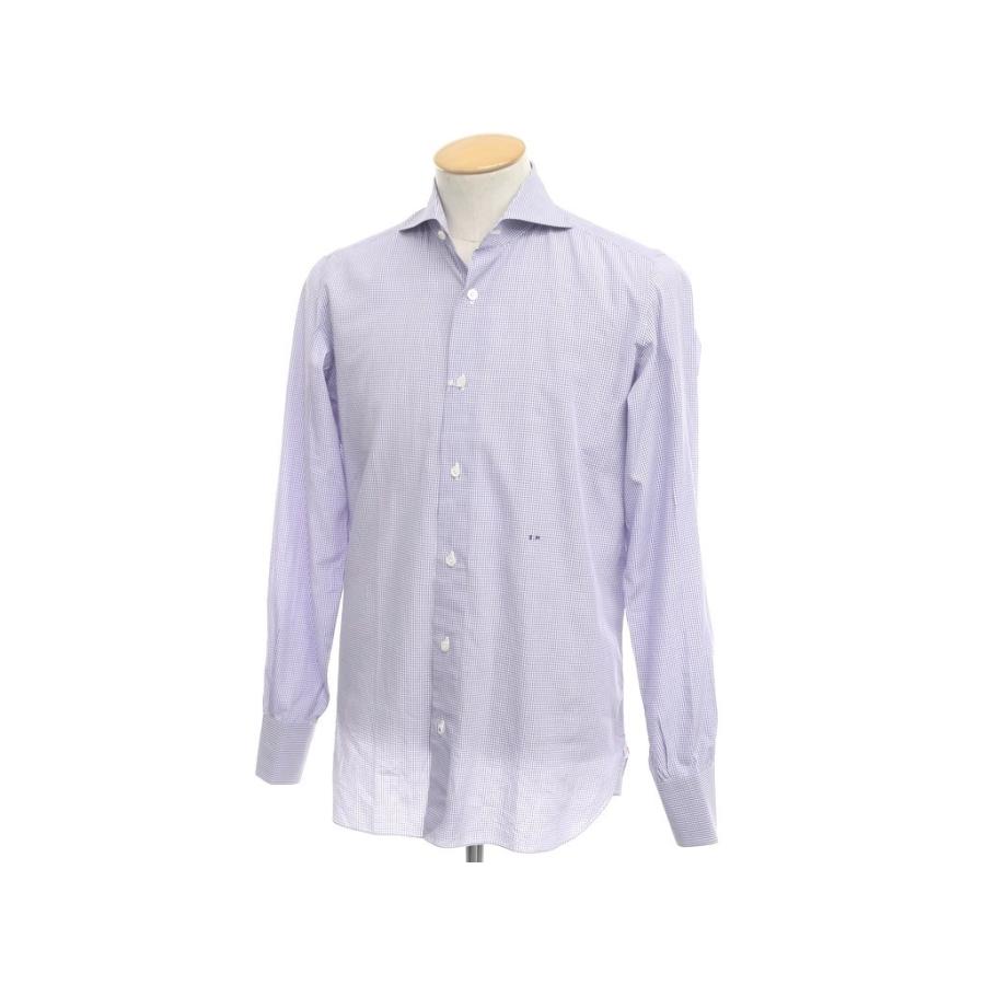 イザイア ISAIA コットン チェック ホリゾンタルカラードレスシャツ ホワイト×パープル 記載なし（37位）｜ritagliolibro｜02