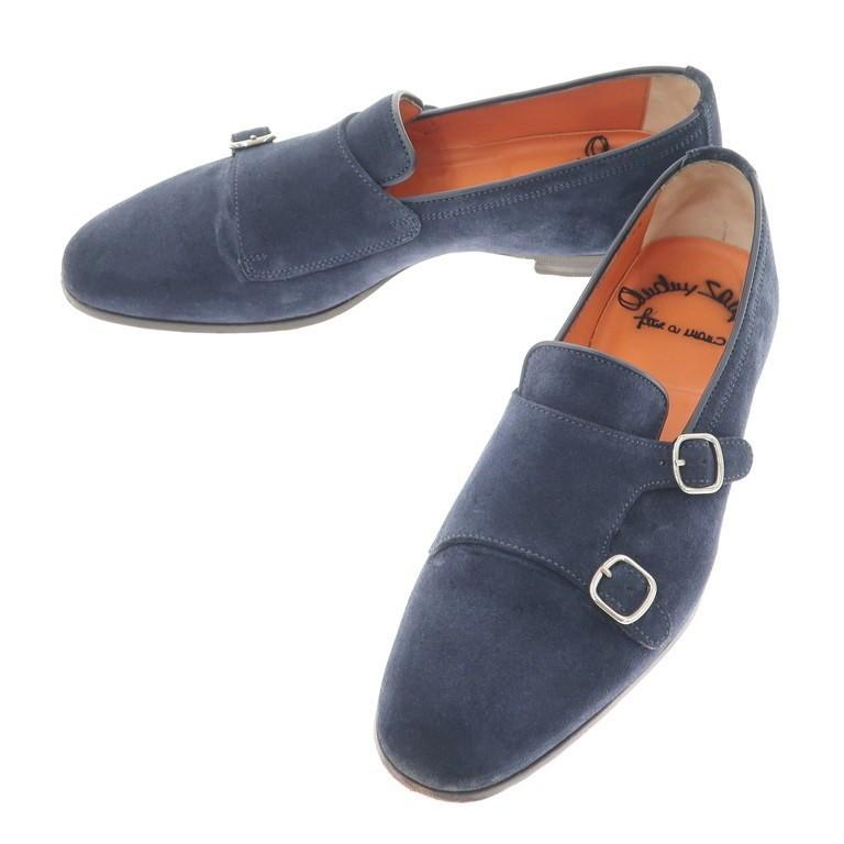 サントーニ Santoni スエード ダブルモンク ローファー ネイビー 5 1/2 :1-240001079846:リタリオリブロ ヤフー