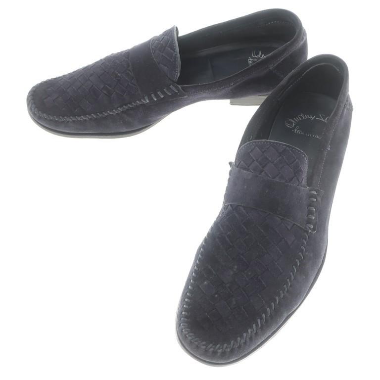 サントーニ Santoni スエード イントレチャート ローファー ネイビー 9