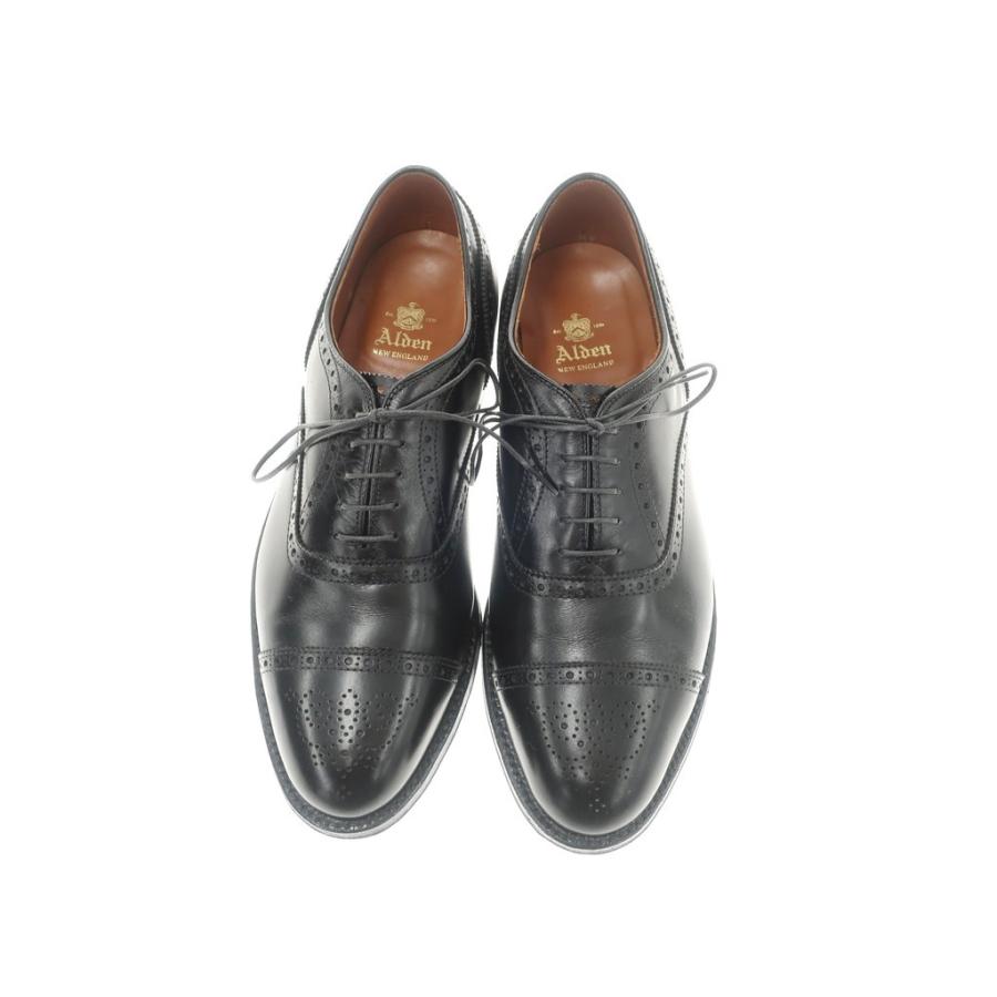 オールデン ALDEN 909 カーフ セミブローグ シューズ ブラック 9 D :1